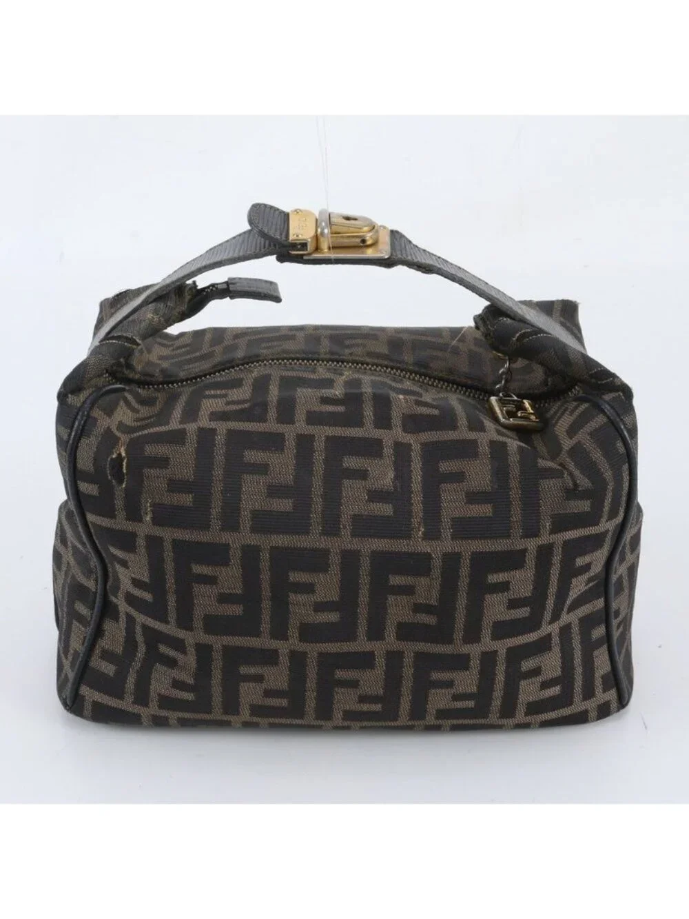 Fendi Zucca Mini Pouch Leather Nylon Handbag
